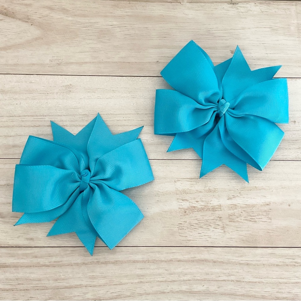 Turquoise Kids Hair Bows - Set of 2